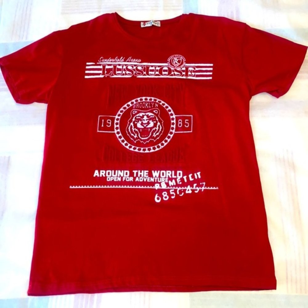 LEONIDAS SPORTWEAR COTTON T-SHIRT WITH UNIQUE PRINT NEW CONDITION